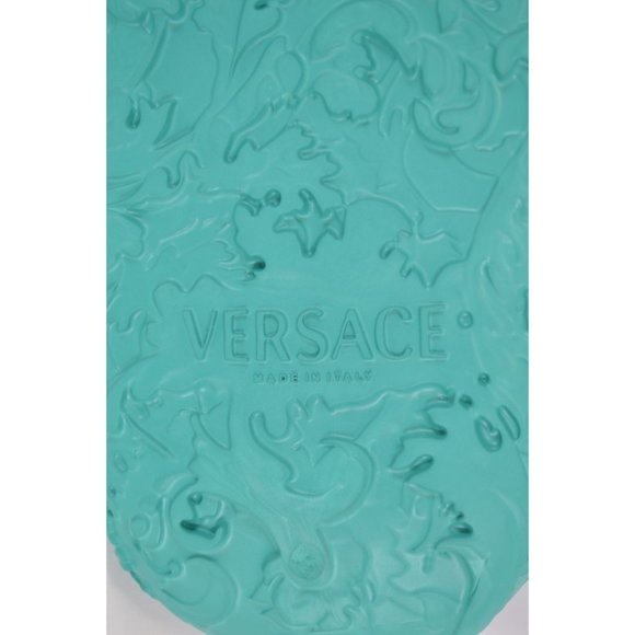 NEW Versace Men\'s BAROQUE MEDUSA Turquoise Rubber Pool Slides Sandals Size 44 11